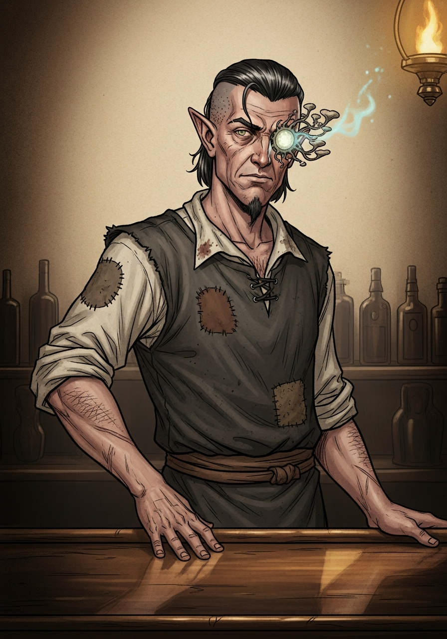Glomangol bartender — portrait.