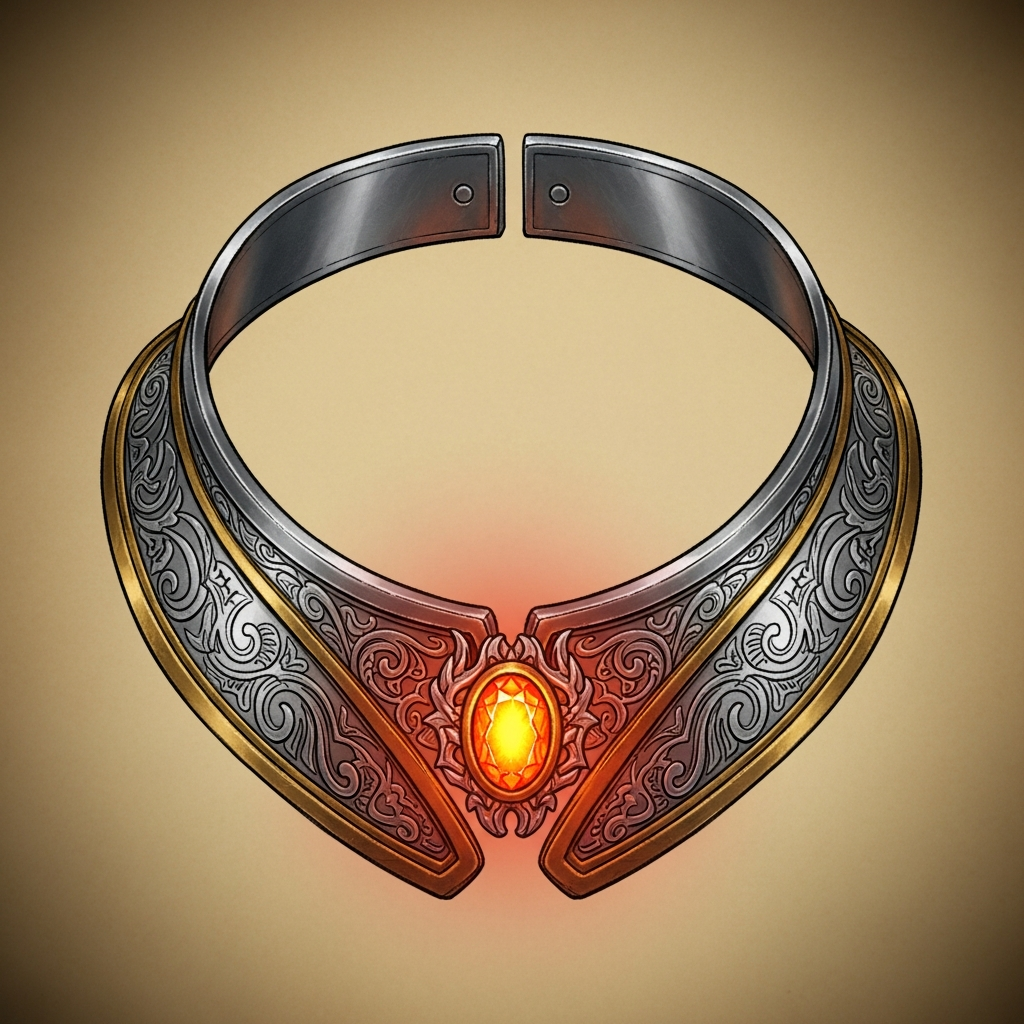 Althea's Gorget — Gorget (silver and gold, with embedded burning gem) portrait