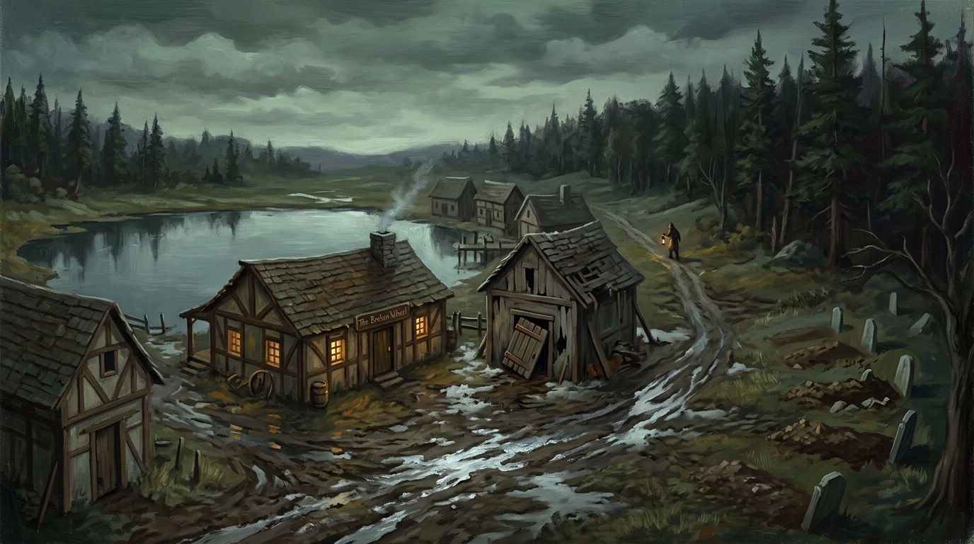 Greysmere, Small village (mill pond and graveyards) Umbrafall approaches portrait