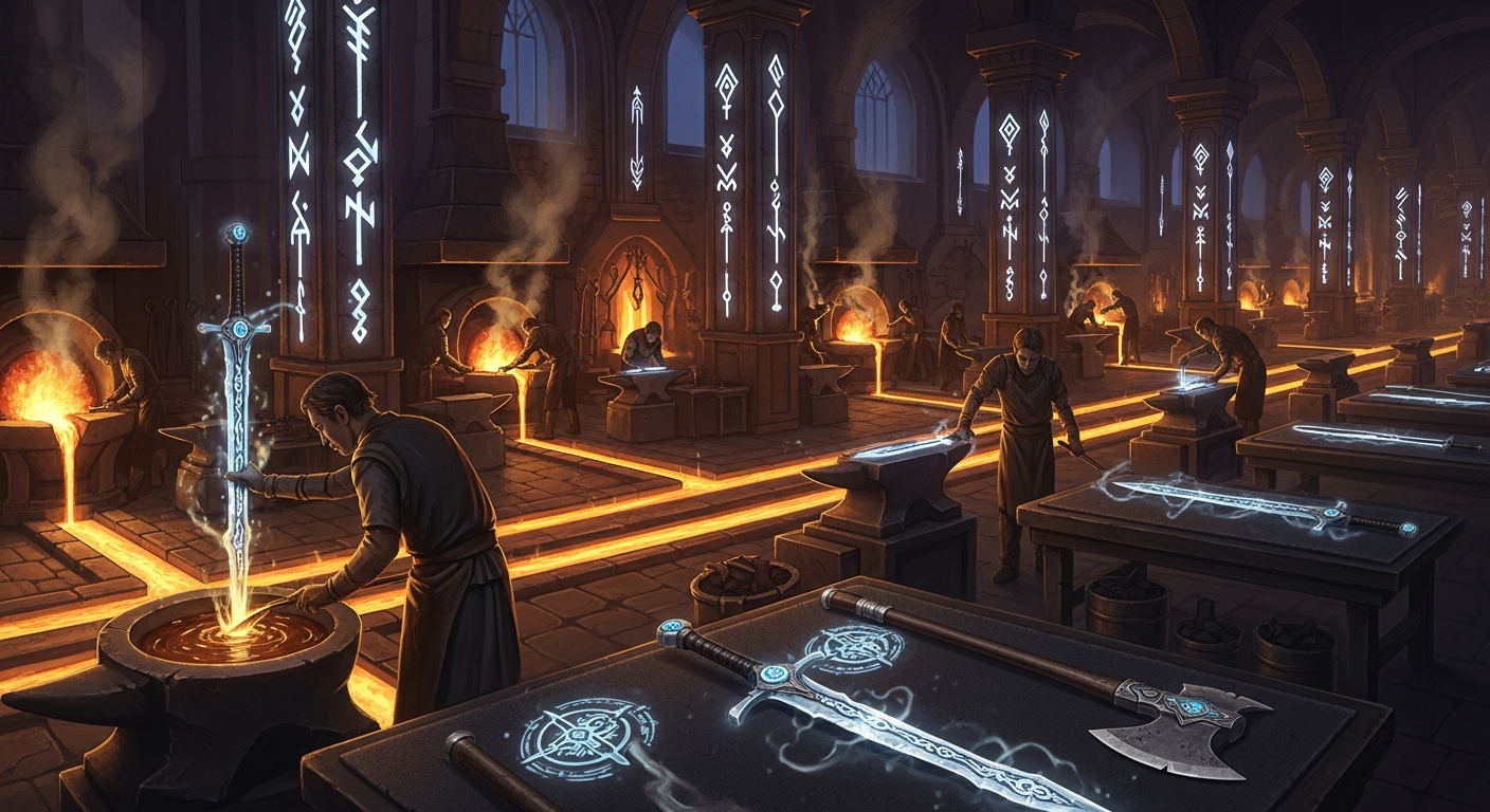 Runeworks — Enchantment workshop (within Khaldun Forgehold) Khaldun Forgehold, Emberpeak Mountains portrait
